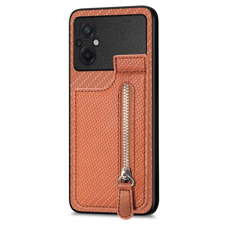 Carbon Fiber Vertical Flip Zipper Phone Case