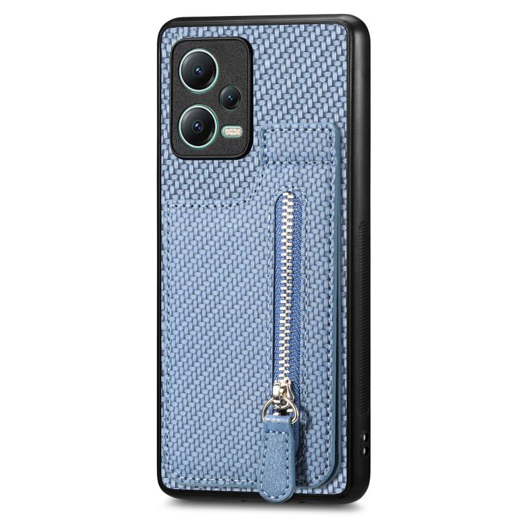 Carbon Fiber Vertical Flip Zipper Phone Case