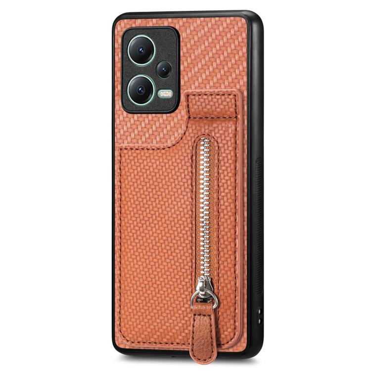 Carbon Fiber Vertical Flip Zipper Phone Case