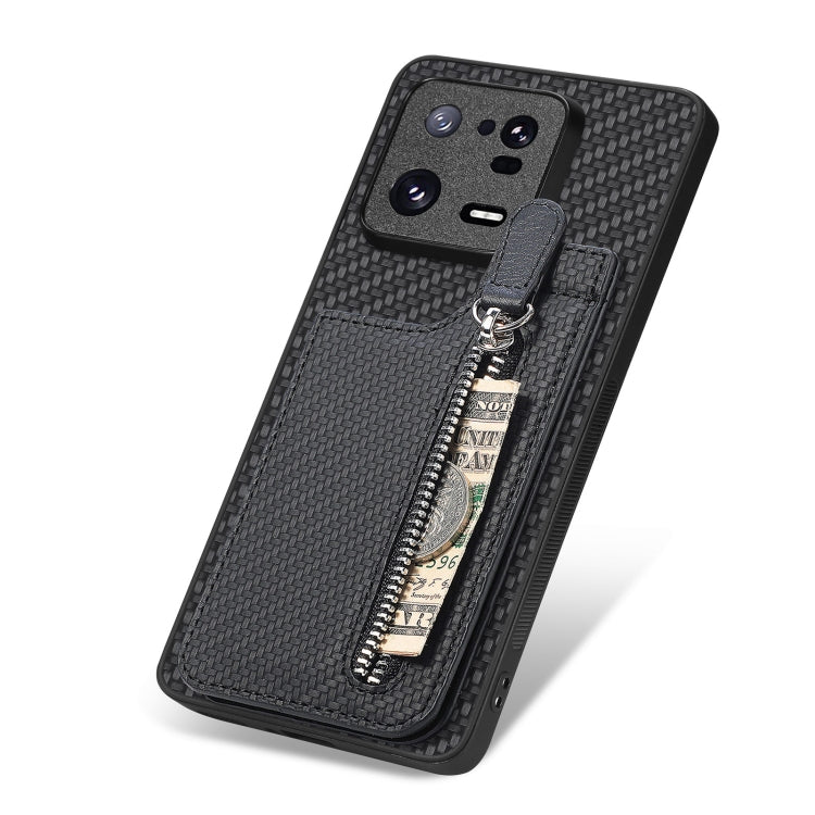 Carbon Fiber Vertical Flip Zipper Phone Case