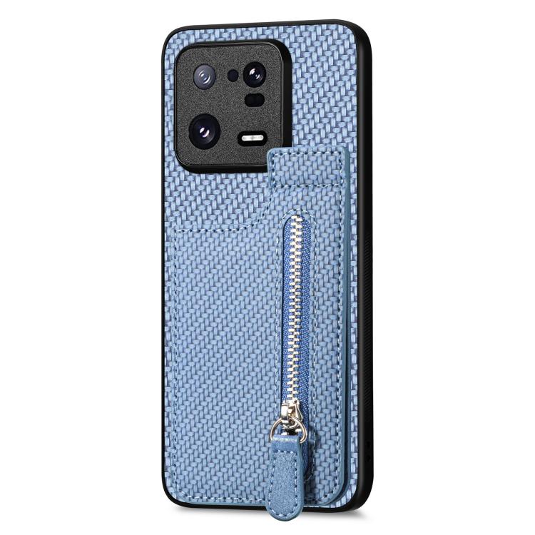 Carbon Fiber Vertical Flip Zipper Phone Case