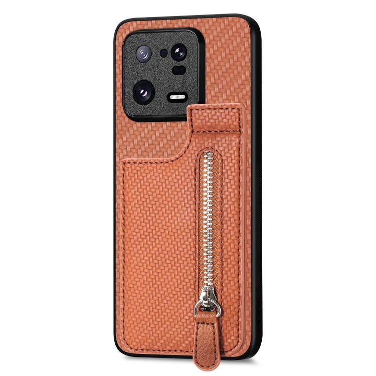 Carbon Fiber Vertical Flip Zipper Phone Case