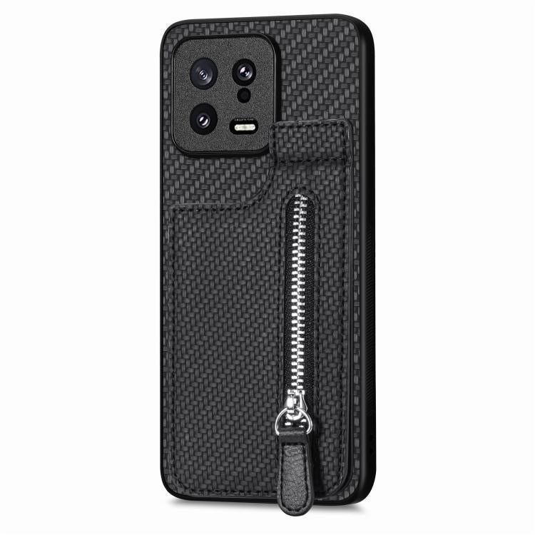 Carbon Fiber Vertical Flip Zipper Phone Case