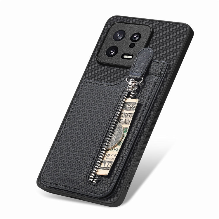 Carbon Fiber Vertical Flip Zipper Phone Case, For Xiaomi 13, For Xiaomi 12T, For Xiaomi POCO M5 4G, For Redmi Note 11T Pro 5G