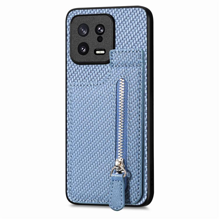 Carbon Fiber Vertical Flip Zipper Phone Case