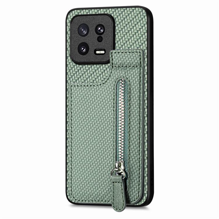 Carbon Fiber Vertical Flip Zipper Phone Case