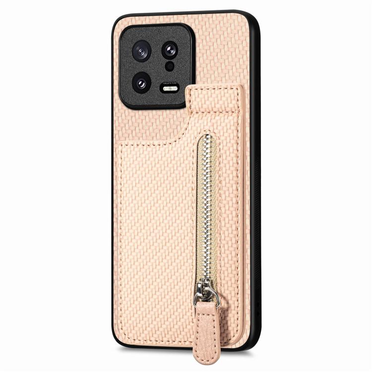 Carbon Fiber Vertical Flip Zipper Phone Case