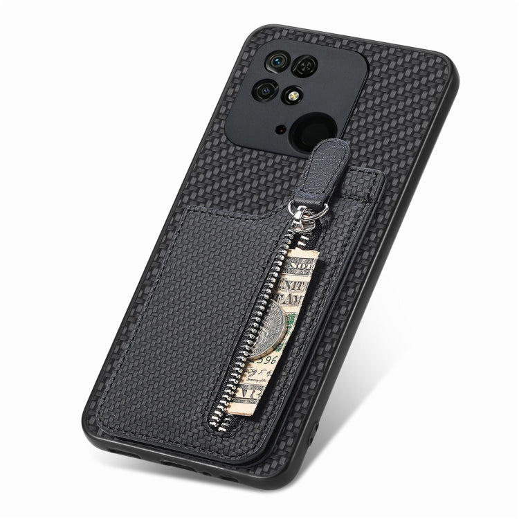 Carbon Fiber Vertical Flip Zipper Phone Case, For Redmi 10C, For Redmi Note 11 4G, For Redmi 10, For Redmi Note 10 4G