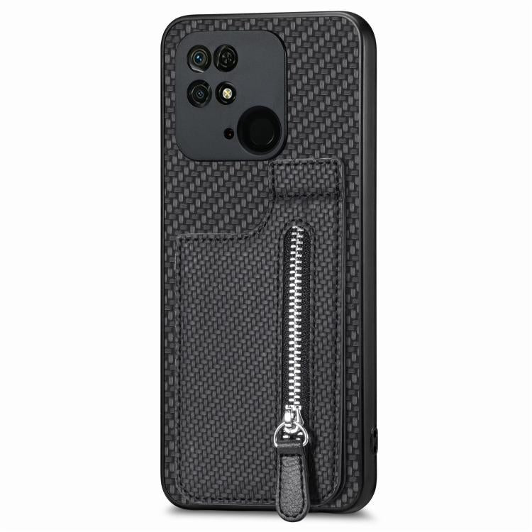 Carbon Fiber Vertical Flip Zipper Phone Case