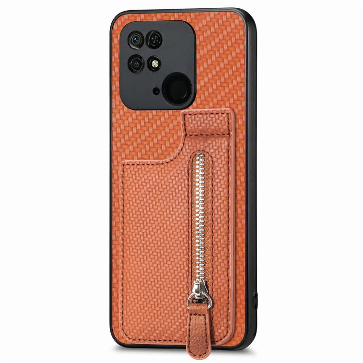 Carbon Fiber Vertical Flip Zipper Phone Case