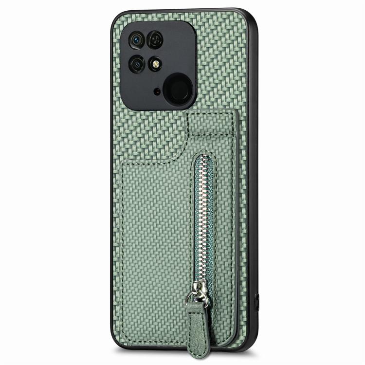 Carbon Fiber Vertical Flip Zipper Phone Case, For Redmi 10C, For Redmi Note 11 4G, For Redmi 10, For Redmi Note 10 4G