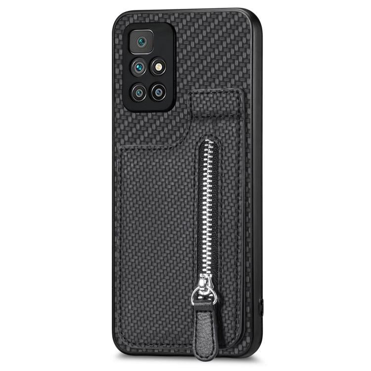 Carbon Fiber Vertical Flip Zipper Phone Case, For Redmi 10C, For Redmi Note 11 4G, For Redmi 10, For Redmi Note 10 4G