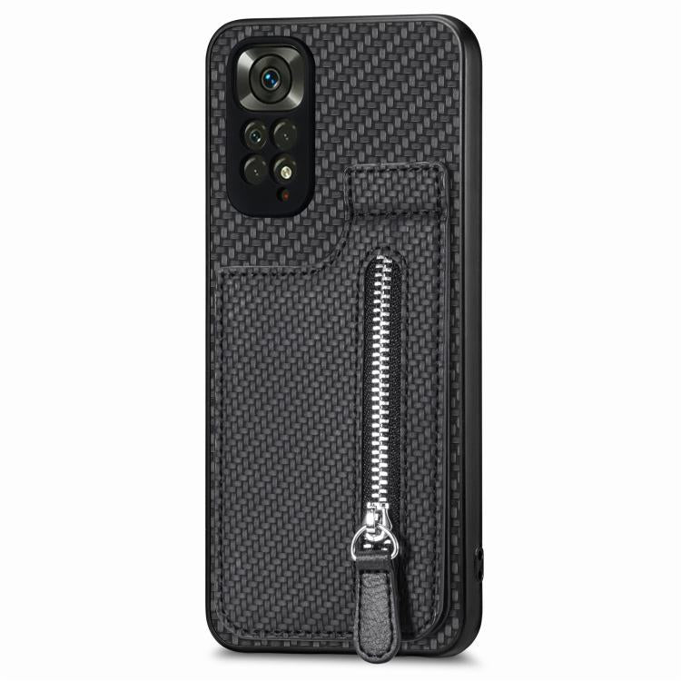Carbon Fiber Vertical Flip Zipper Phone Case