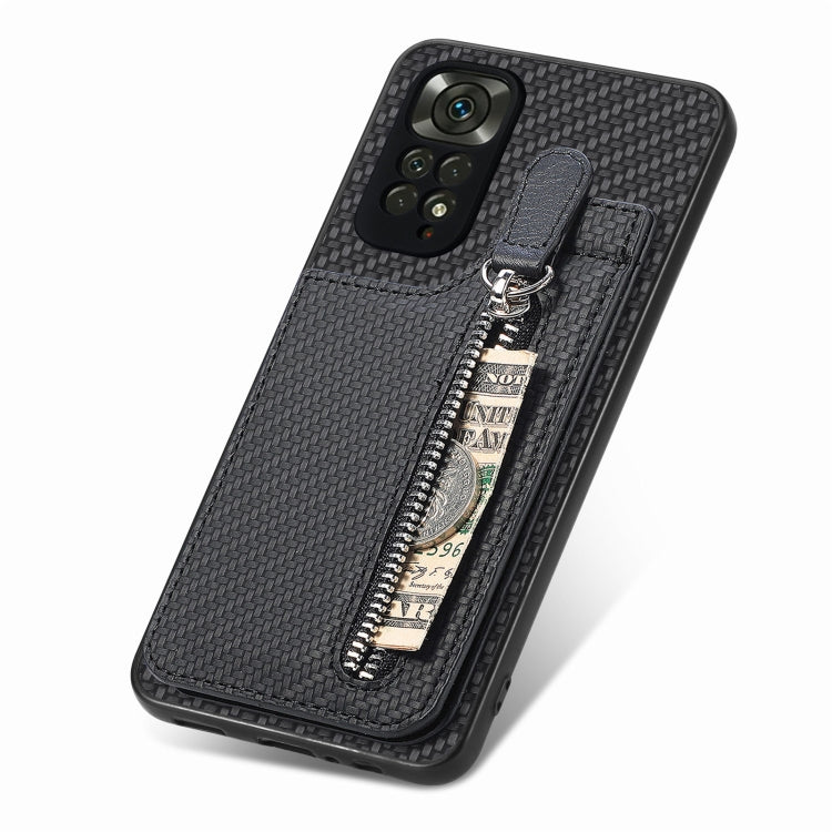Carbon Fiber Vertical Flip Zipper Phone Case