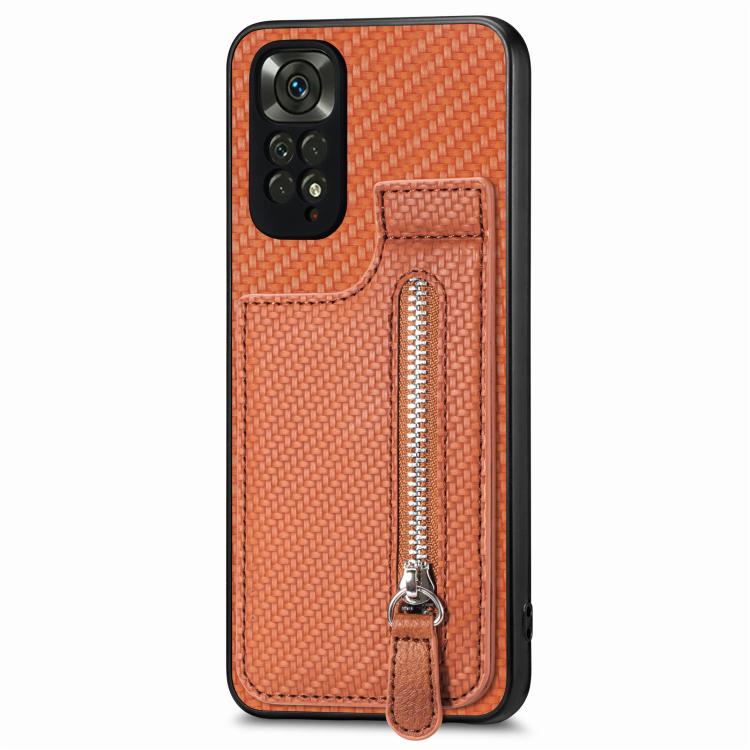 Carbon Fiber Vertical Flip Zipper Phone Case