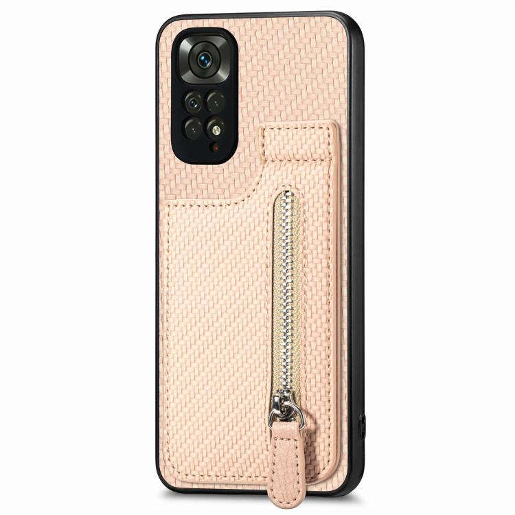 Carbon Fiber Vertical Flip Zipper Phone Case, For Redmi 10C, For Redmi Note 11 4G, For Redmi 10, For Redmi Note 10 4G