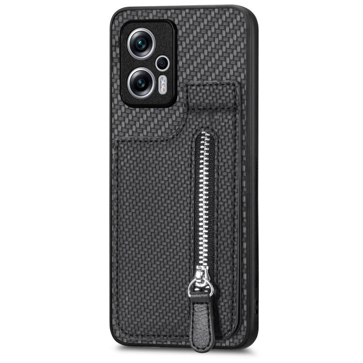 Carbon Fiber Vertical Flip Zipper Phone Case