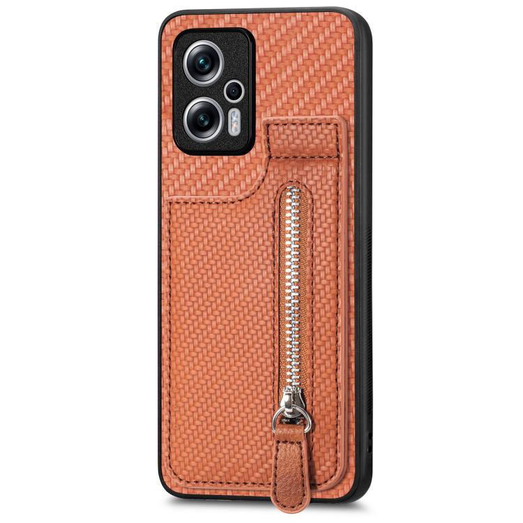 Carbon Fiber Vertical Flip Zipper Phone Case