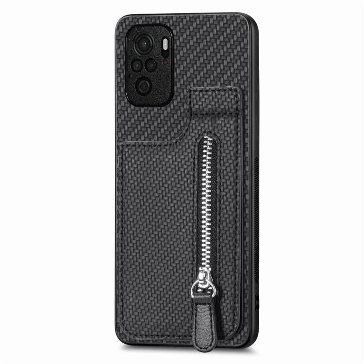 Carbon Fiber Vertical Flip Zipper Phone Case