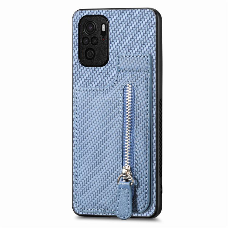 Carbon Fiber Vertical Flip Zipper Phone Case, For Redmi 10C, For Redmi Note 11 4G, For Redmi 10, For Redmi Note 10 4G