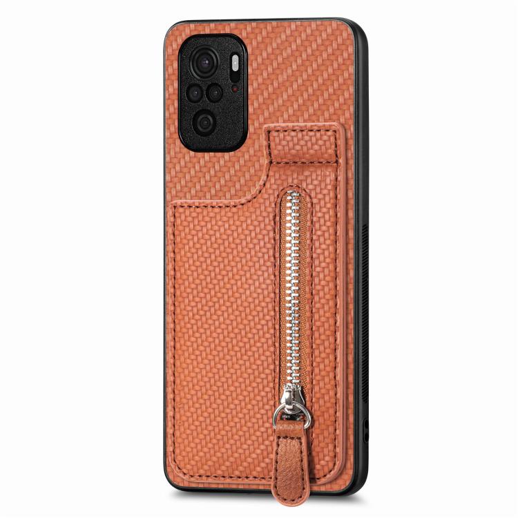 Carbon Fiber Vertical Flip Zipper Phone Case, For Redmi 10C, For Redmi Note 11 4G, For Redmi 10, For Redmi Note 10 4G