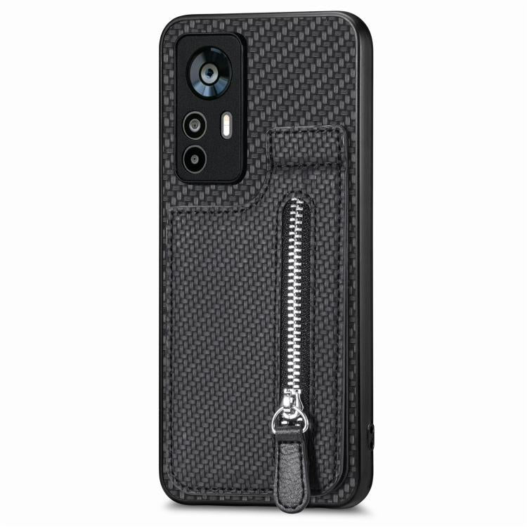 Carbon Fiber Vertical Flip Zipper Phone Case