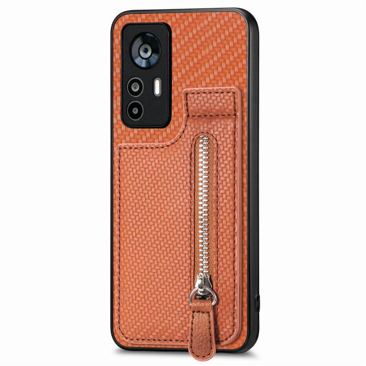 Carbon Fiber Vertical Flip Zipper Phone Case