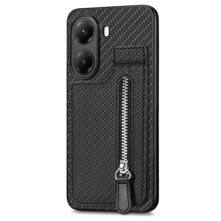 Carbon Fiber Vertical Flip Zipper Phone Case