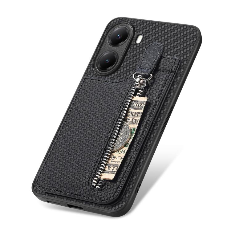 Carbon Fiber Vertical Flip Zipper Phone Case