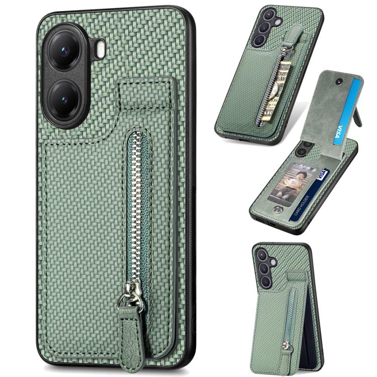 Carbon Fiber Vertical Flip Zipper Phone Case