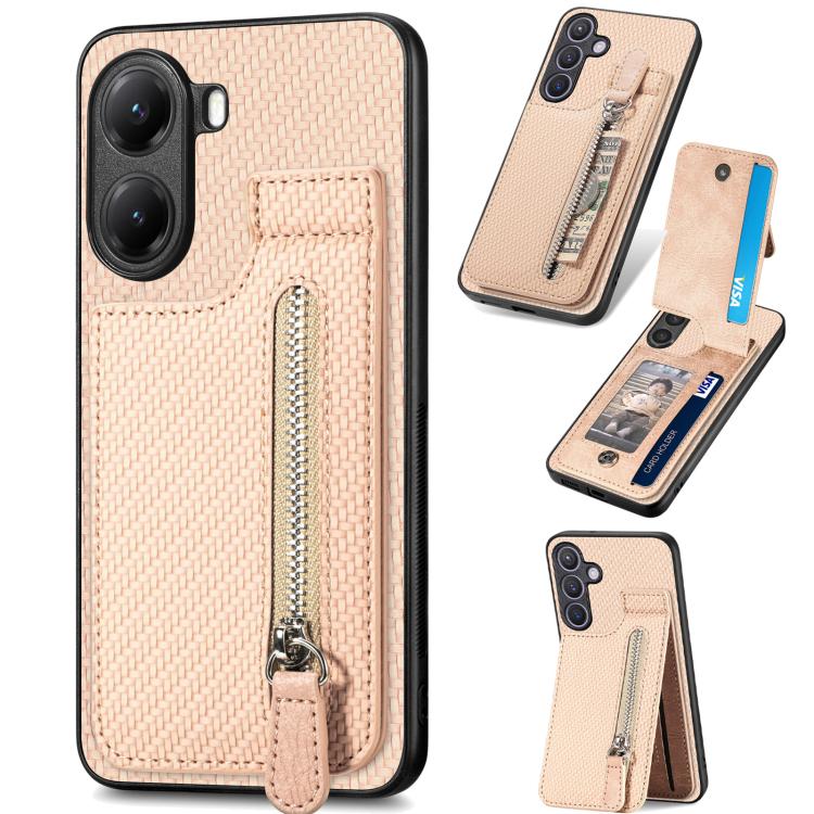 Carbon Fiber Vertical Flip Zipper Phone Case, For Redmi Turbo 4, For Xiaomi Poco X7 Pro, For Redmi Note 12 5G, For Xiaomi 13 Pro