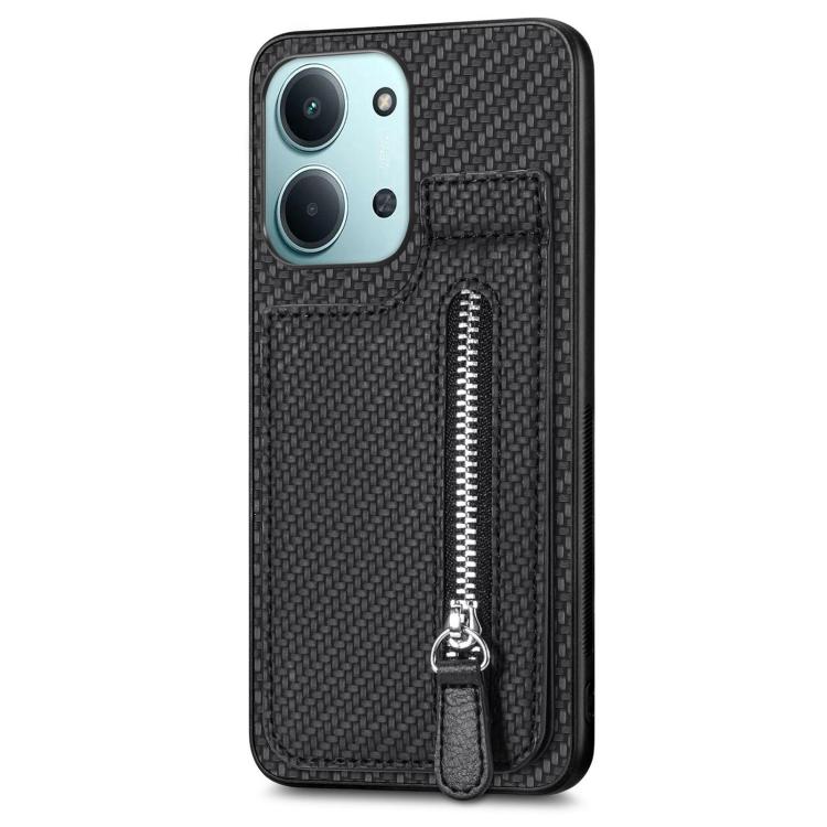 Carbon Fiber Vertical Flip Zipper Phone Case