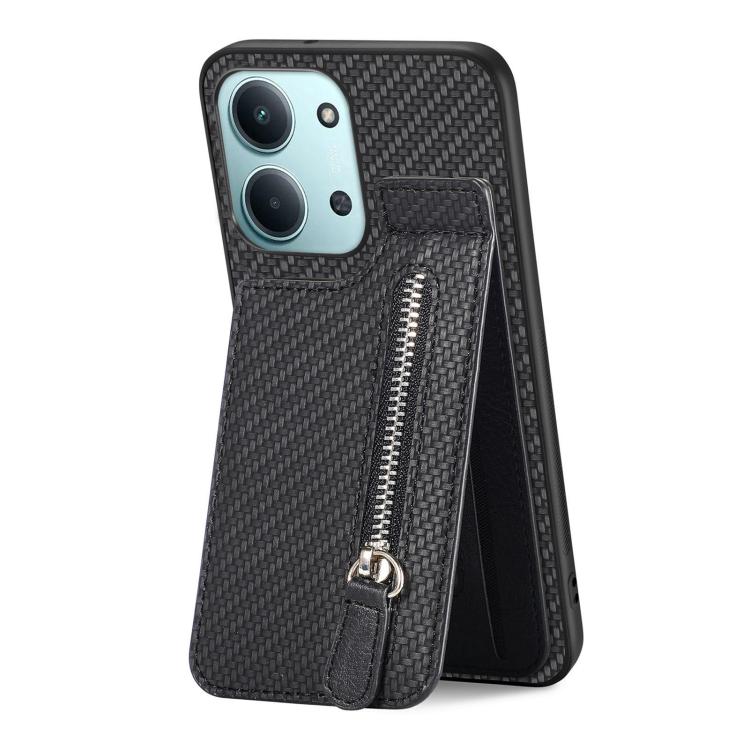 Carbon Fiber Vertical Flip Zipper Phone Case