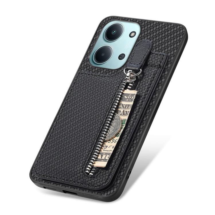Carbon Fiber Vertical Flip Zipper Phone Case