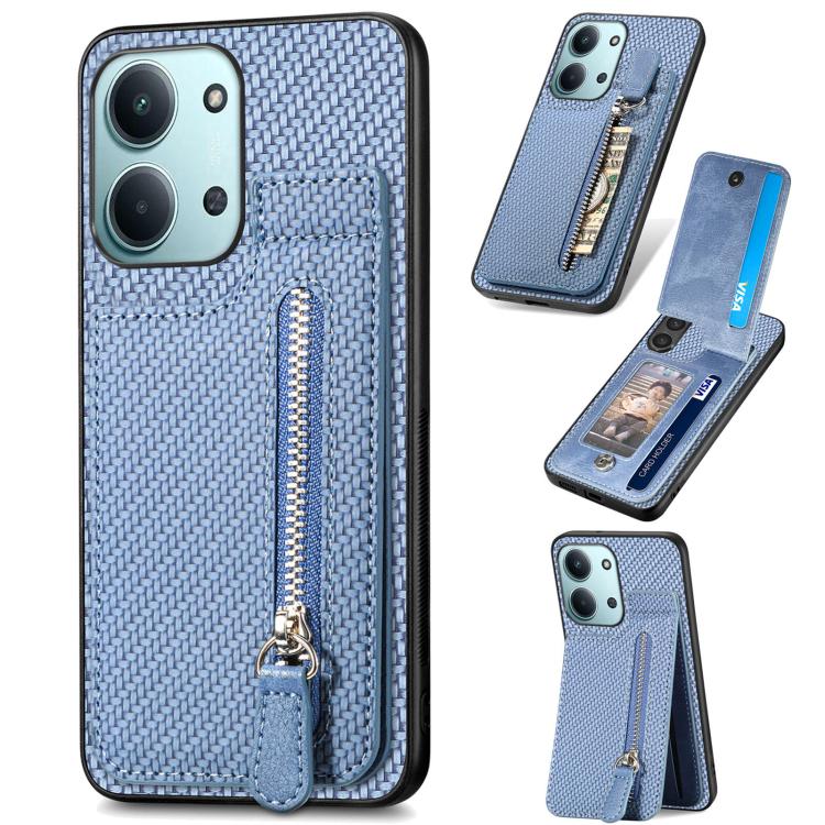 Carbon Fiber Vertical Flip Zipper Phone Case