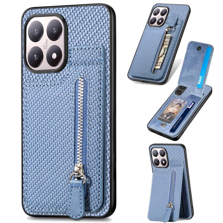 Carbon Fiber Vertical Flip Zipper Phone Case