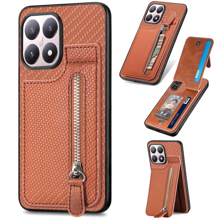 Carbon Fiber Vertical Flip Zipper Phone Case