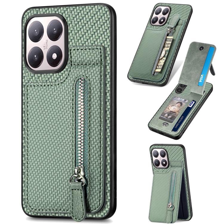 Carbon Fiber Vertical Flip Zipper Phone Case