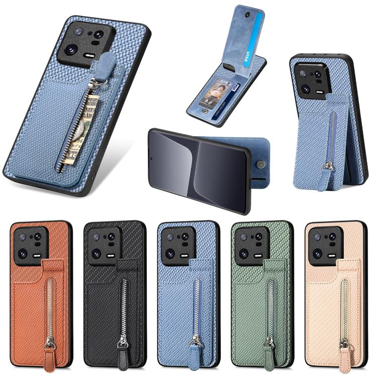 Carbon Fiber Vertical Flip Zipper Phone Case, For Redmi 10C, For Redmi Note 11 4G, For Redmi 10, For Redmi Note 10 4G