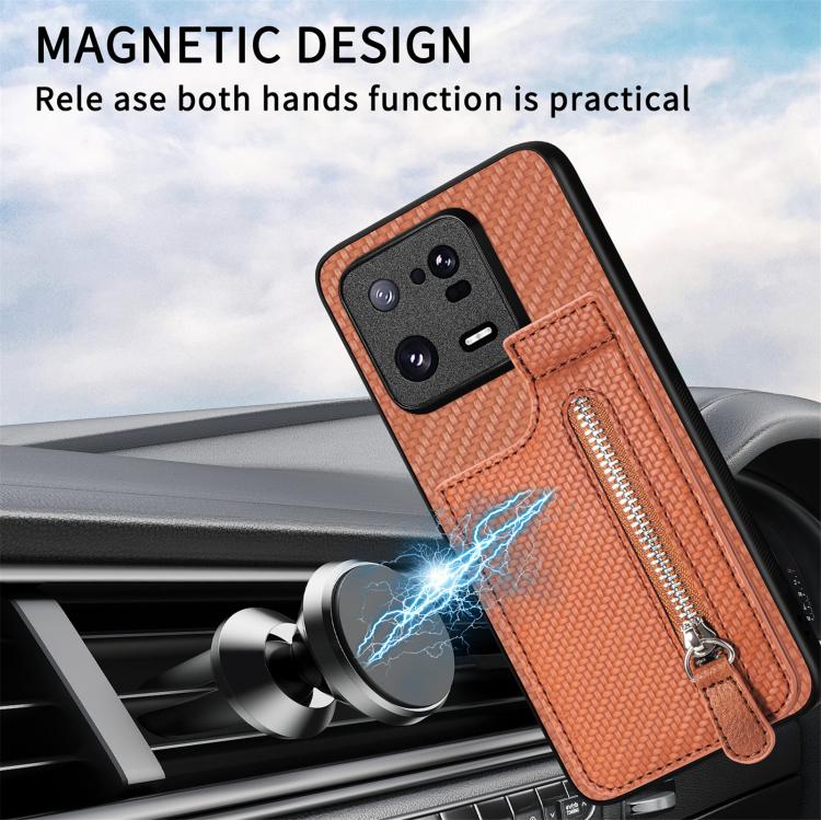 Carbon Fiber Vertical Flip Zipper Phone Case