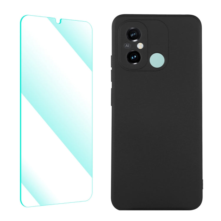 ENKAY Liquid Silicone Phone Case with Tempered Film, For Xiaomi Poco C55 / Redmi 12C