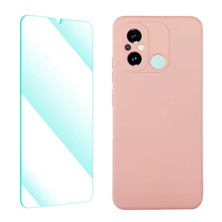 ENKAY Liquid Silicone Phone Case with Tempered Film, For Xiaomi Poco C55 / Redmi 12C