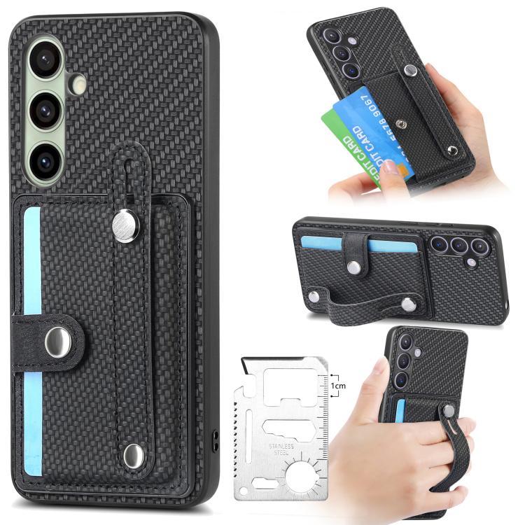 Wristband Kickstand Wallet Back Phone Case with Tool Knife
