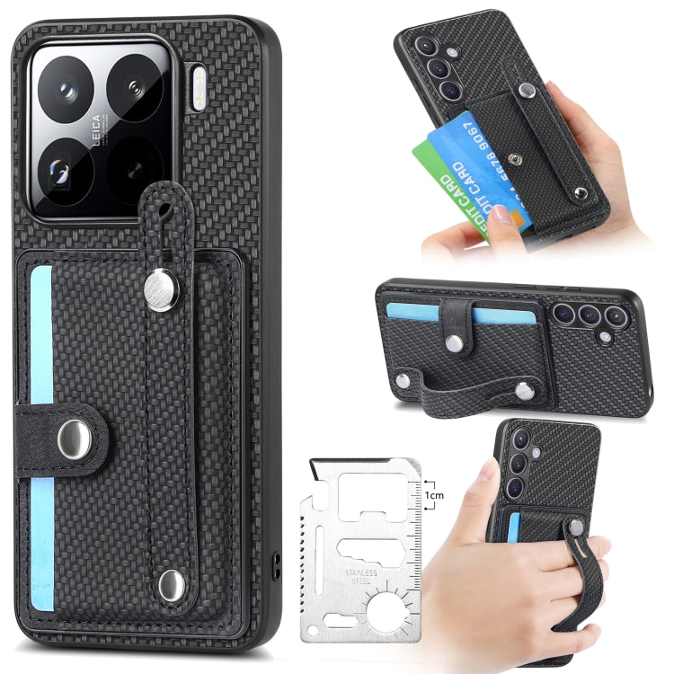 Wristband Kickstand Card Wallet Back Phone Case with Tool Knife