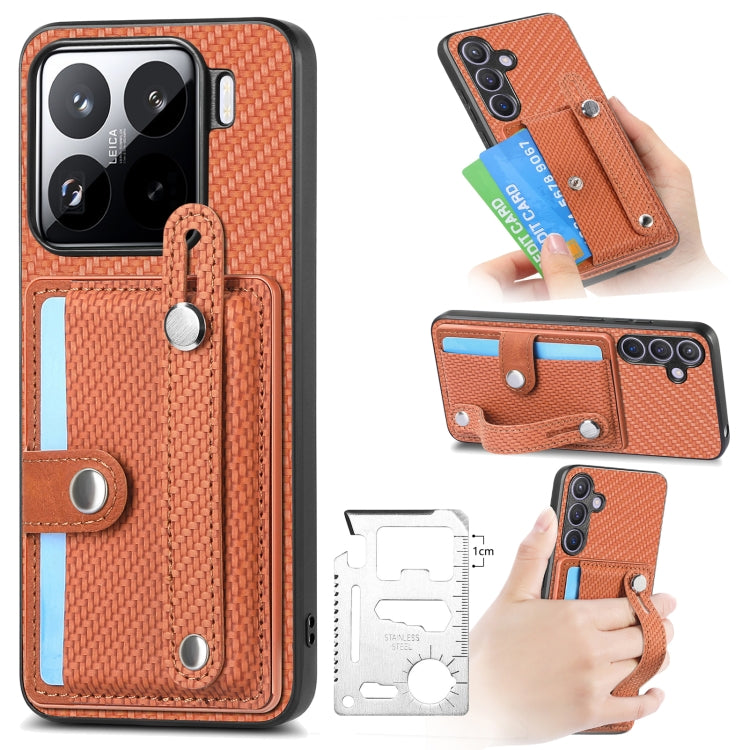 Wristband Kickstand Card Wallet Back Phone Case with Tool Knife
