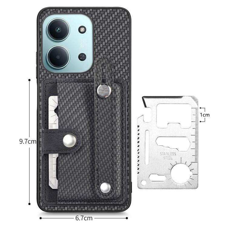 Wristband Kickstand Card Wallet Back Phone Case with Tool Knife