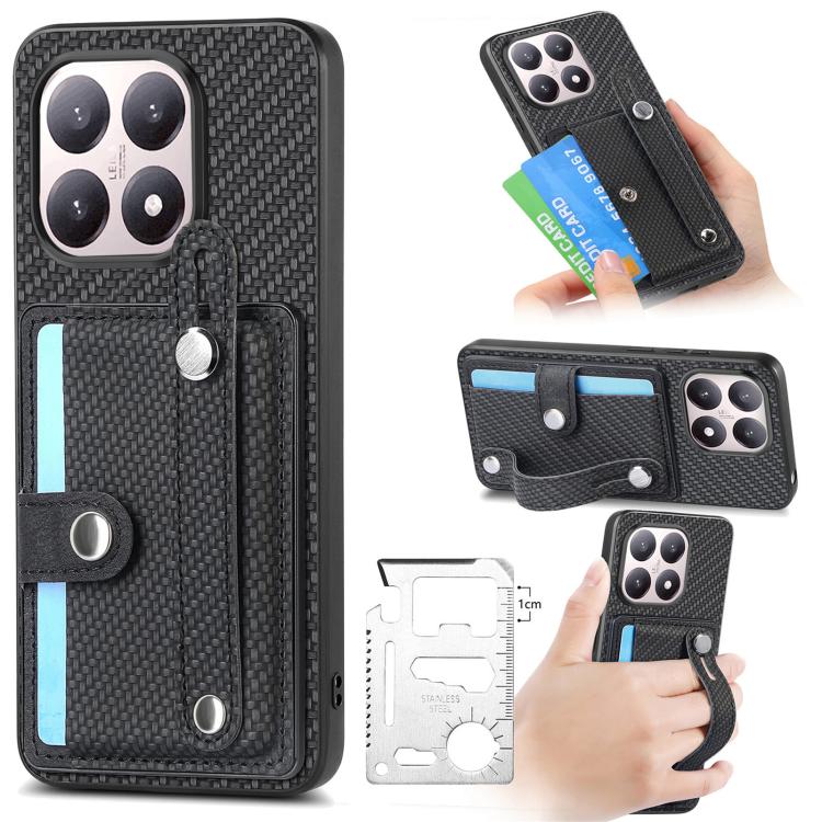 Wristband Kickstand Card Wallet Back Phone Case with Tool Knife