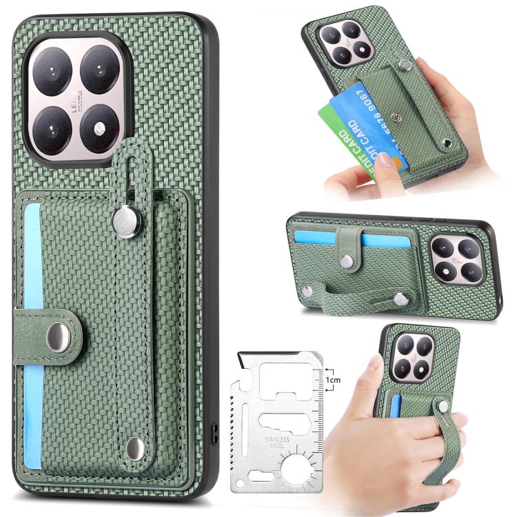 Wristband Kickstand Card Wallet Back Phone Case with Tool Knife