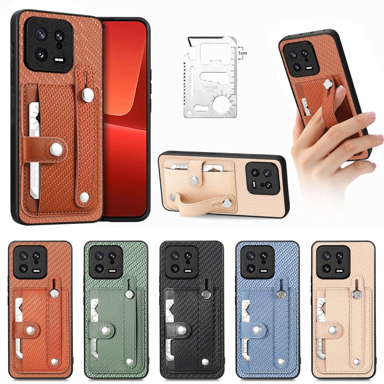 Wristband Kickstand Card Wallet Back Phone Case with Tool Knife