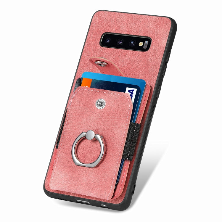 Retro Skin-feel Ring Card Wallet Phone Case